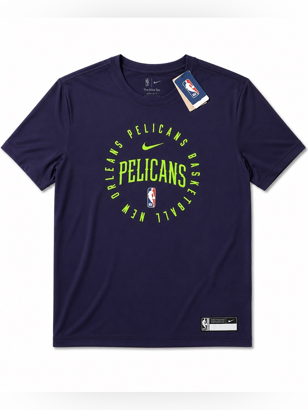 Nike Navy Pelicans Short-Sleeve Tee with Neon Green Logo